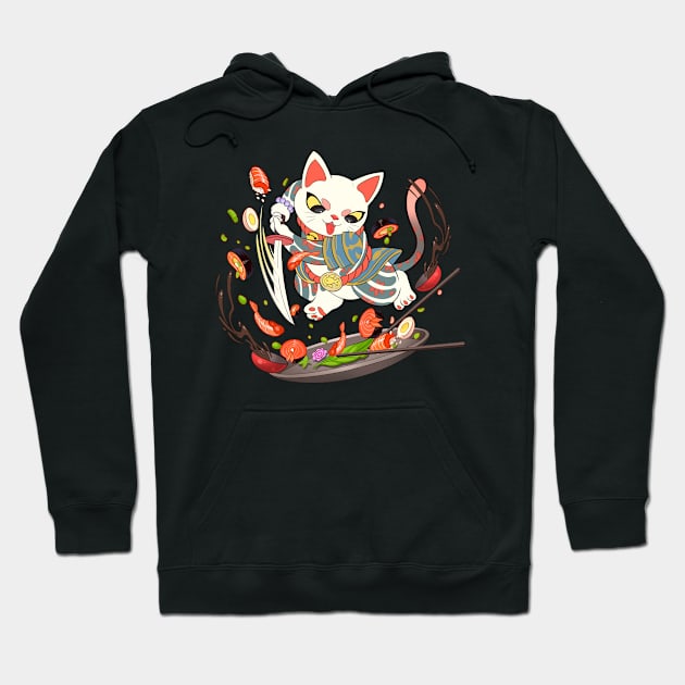 Cute Samurai Cat T-Shirt Hoodie by felixantosart